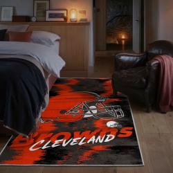 nfl cleveland browns area rug non slip football carpet home decor gift idea for fans bedroom clb86