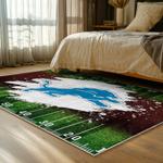 nfl detroit lions football team logo sport carpet area rug home decor bed room dlw114