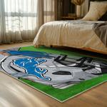 nfl detroit lions football team logo sport carpet area rug home decor bed room dlw133