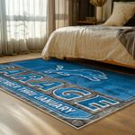 nfl detroit lions football team logo sport carpet area rug home decor bed room dlw139