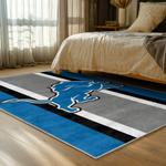 nfl detroit lions football team logo sport carpet area rug home decor bed room dlw151