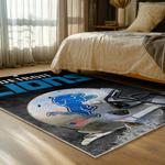 nfl detroit lions football team logo sport carpet area rug home decor bed room dlw165
