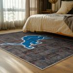nfl detroit lions football team logo sport carpet area rug home decor bed room dlw177