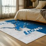 nfl detroit lions football team logo sport carpet area rug home decor bed room dlw181