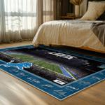 nfl detroit lions football team logo sport carpet area rug home decor bed room dlw216