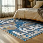 nfl detroit lions football team logo sport carpet area rug home decor bed room dlw217