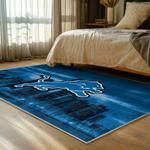 nfl detroit lions football team logo sport carpet area rug home decor bed room dlw57