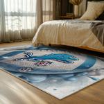 nfl detroit lions football team logo sport carpet area rug home decor bed room dlw62