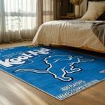 nfl detroit lions football team logo sport carpet area rug home decor bed room dlw63