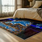 nfl detroit lions football team logo sport carpet area rug home decor bed room dlw90