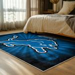 nfl detroit lions football team logo sport carpet area rug home decor bed room dlw95