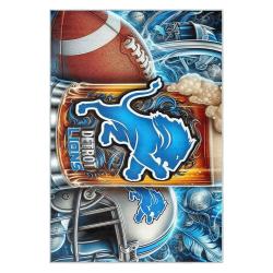 nfl detroit lions football team logo sport carpet area rug home decor gift for fans dlw107