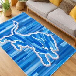 nfl detroit lions football team logo sport carpet area rug home decor living room dlw102