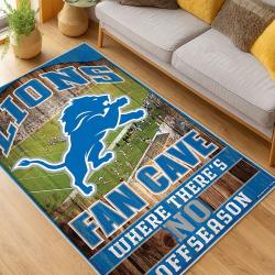nfl detroit lions football team logo sport carpet area rug home decor living room dlw103
