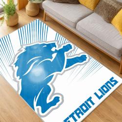 nfl detroit lions football team logo sport carpet area rug home decor living room dlw104