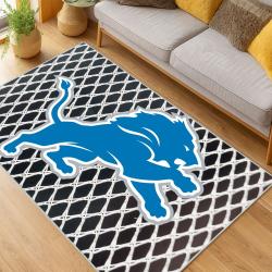 nfl detroit lions football team logo sport carpet area rug home decor living room dlw106