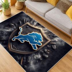 nfl detroit lions football team logo sport carpet area rug home decor living room dlw111