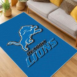 nfl detroit lions football team logo sport carpet area rug home decor living room dlw116