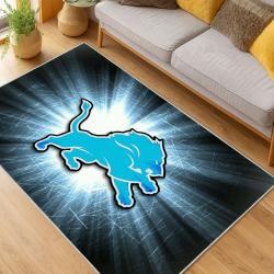 nfl detroit lions football team logo sport carpet area rug home decor living room dlw120