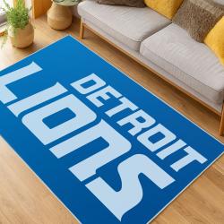 nfl detroit lions football team logo sport carpet area rug home decor living room dlw122