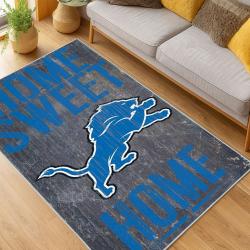 nfl detroit lions football team logo sport carpet area rug home decor living room dlw123