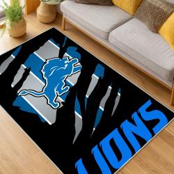 nfl detroit lions football team logo sport carpet area rug home decor living room dlw129
