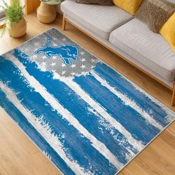 nfl detroit lions football team logo sport carpet area rug home decor living room dlw130