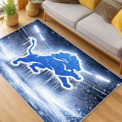 nfl detroit lions football team logo sport carpet area rug home decor living room dlw131