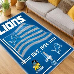 nfl detroit lions football team logo sport carpet area rug home decor living room dlw132
