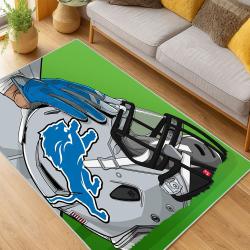 nfl detroit lions football team logo sport carpet area rug home decor living room dlw133