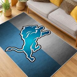 nfl detroit lions football team logo sport carpet area rug home decor living room dlw134