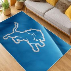 nfl detroit lions football team logo sport carpet area rug home decor living room dlw135