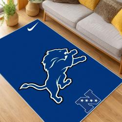 nfl detroit lions football team logo sport carpet area rug home decor living room dlw137