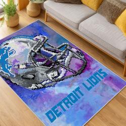 nfl detroit lions football team logo sport carpet area rug home decor living room dlw140