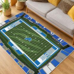 nfl detroit lions football team logo sport carpet area rug home decor living room dlw143