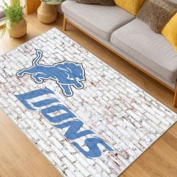 nfl detroit lions football team logo sport carpet area rug home decor living room dlw147