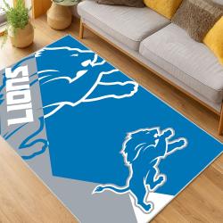 nfl detroit lions football team logo sport carpet area rug home decor living room dlw148