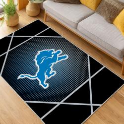 nfl detroit lions football team logo sport carpet area rug home decor living room dlw149