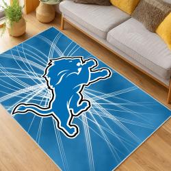 nfl detroit lions football team logo sport carpet area rug home decor living room dlw150