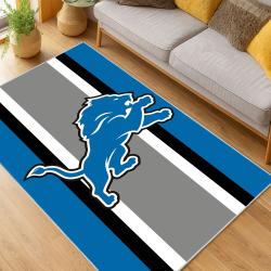 nfl detroit lions football team logo sport carpet area rug home decor living room dlw151