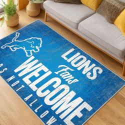 nfl detroit lions football team logo sport carpet area rug home decor living room dlw152
