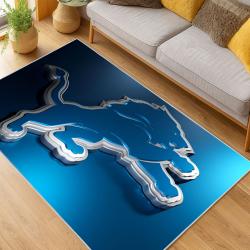 nfl detroit lions football team logo sport carpet area rug home decor living room dlw156