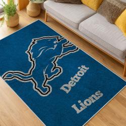 nfl detroit lions football team logo sport carpet area rug home decor living room dlw158