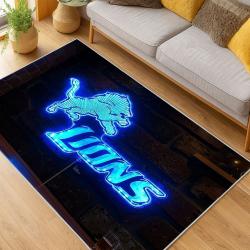 nfl detroit lions football team logo sport carpet area rug home decor living room dlw159