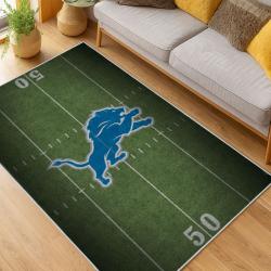 nfl detroit lions football team logo sport carpet area rug home decor living room dlw160