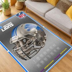 nfl detroit lions football team logo sport carpet area rug home decor living room dlw161