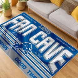 nfl detroit lions football team logo sport carpet area rug home decor living room dlw164