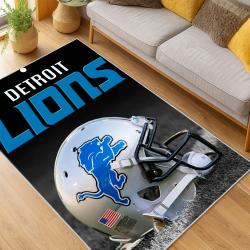 nfl detroit lions football team logo sport carpet area rug home decor living room dlw165