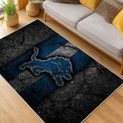 nfl detroit lions football team logo sport carpet area rug home decor living room dlw170
