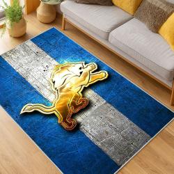 nfl detroit lions football team logo sport carpet area rug home decor living room dlw172